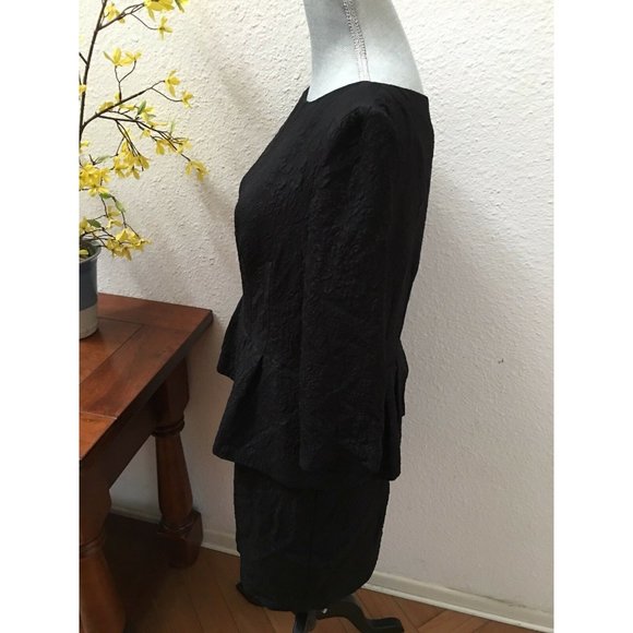Nanette Lepore Black Peplum Dress Silk 10 Formal Medium RARE HTF GORGEOUS LBD - Picture 3 of 8